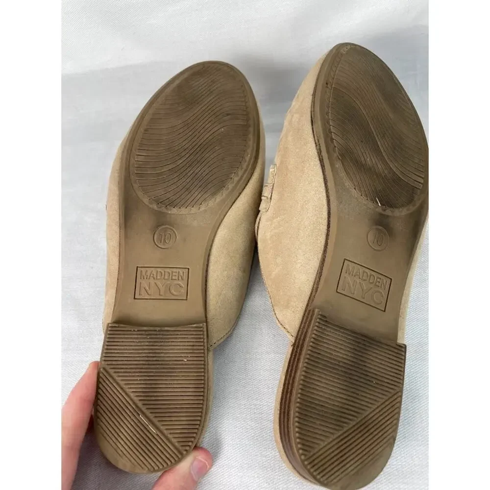 Faux Suede‎ Loafers Womens 10 Slip on Camel Tan Dress Shoes Penny Loafer Flats